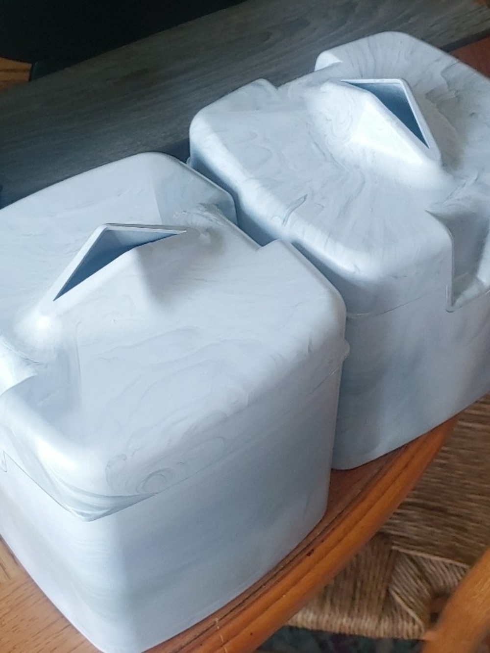 Tissue Caddy Gray Marble Plastic Home Organization Set Of 2
